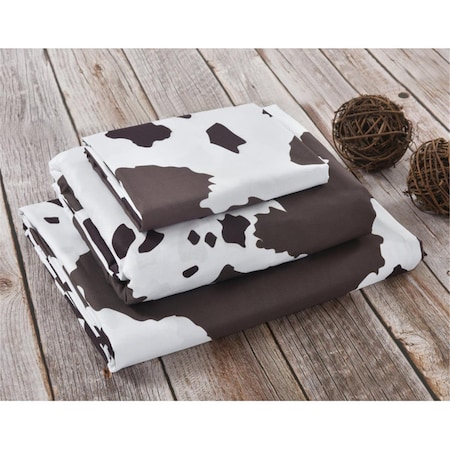 Convenience Concepts Cow Hide Print Animal Print Sheet Set, Brown & White - Twin Size HI3044584